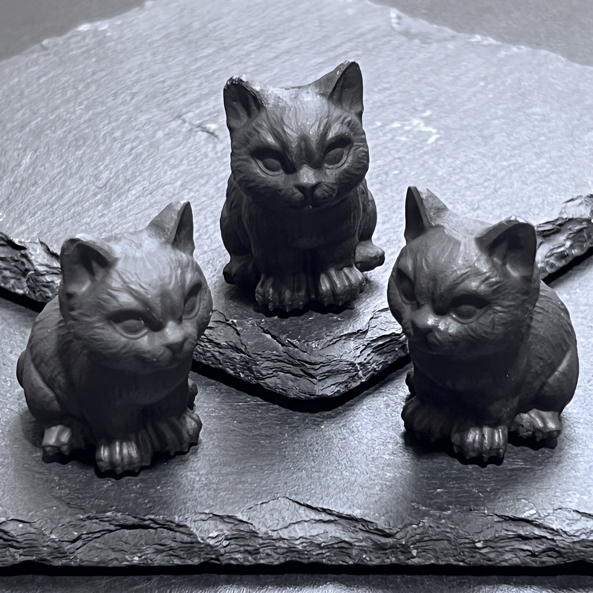 Black Obsidian Cat Kitten Carving Amazing Crystals