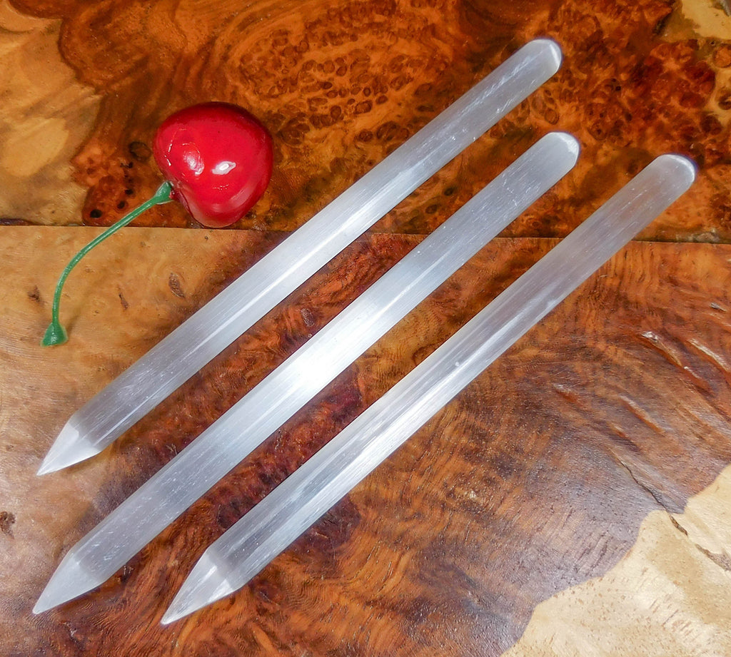 Selenite Crystal Wand Point Thin Pencil Shaped Crystal Carving Amazing Crystals