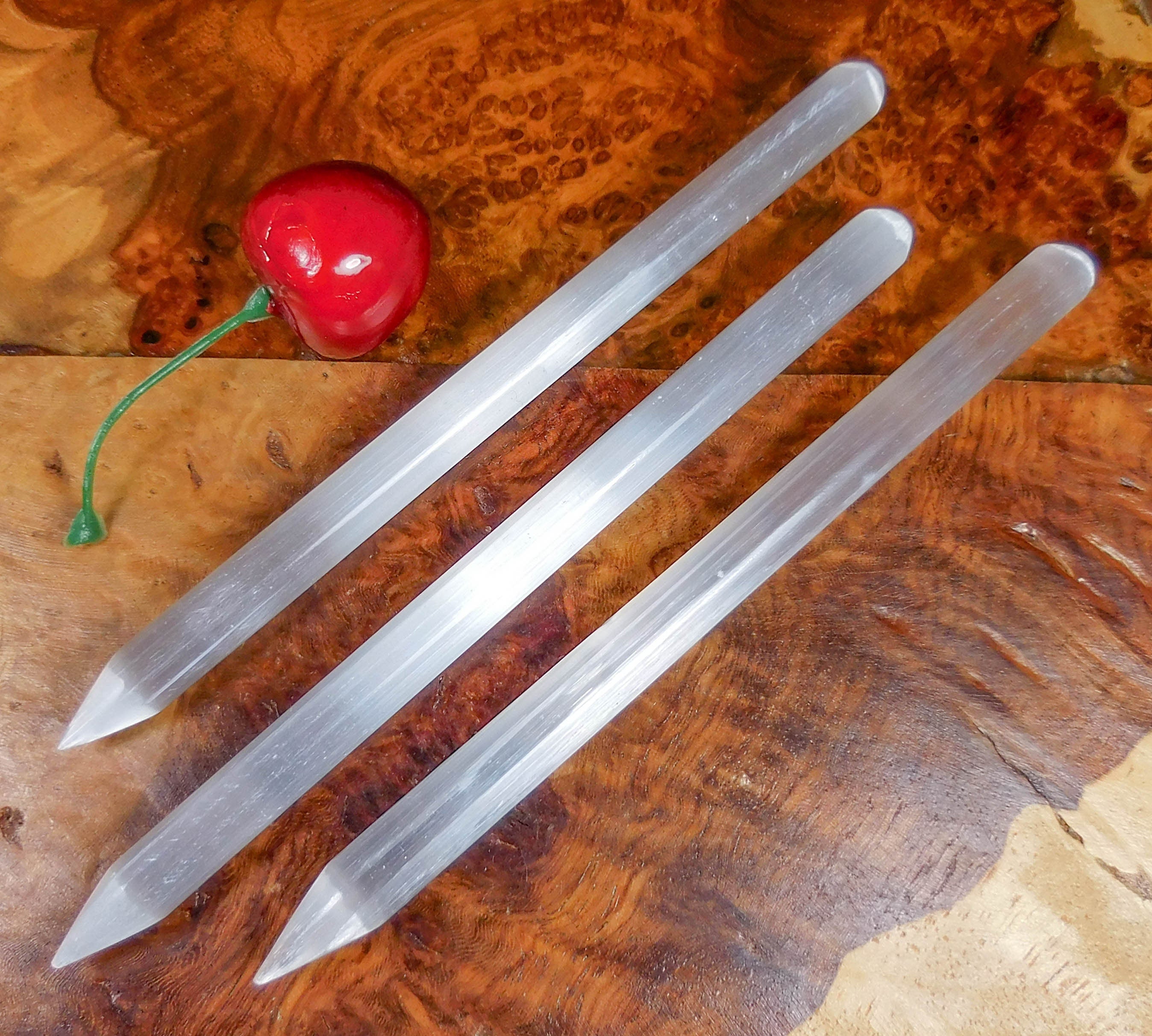 Selenite Crystal Wand Point Thin Pencil Shaped Crystal Carving Amazing Crystals