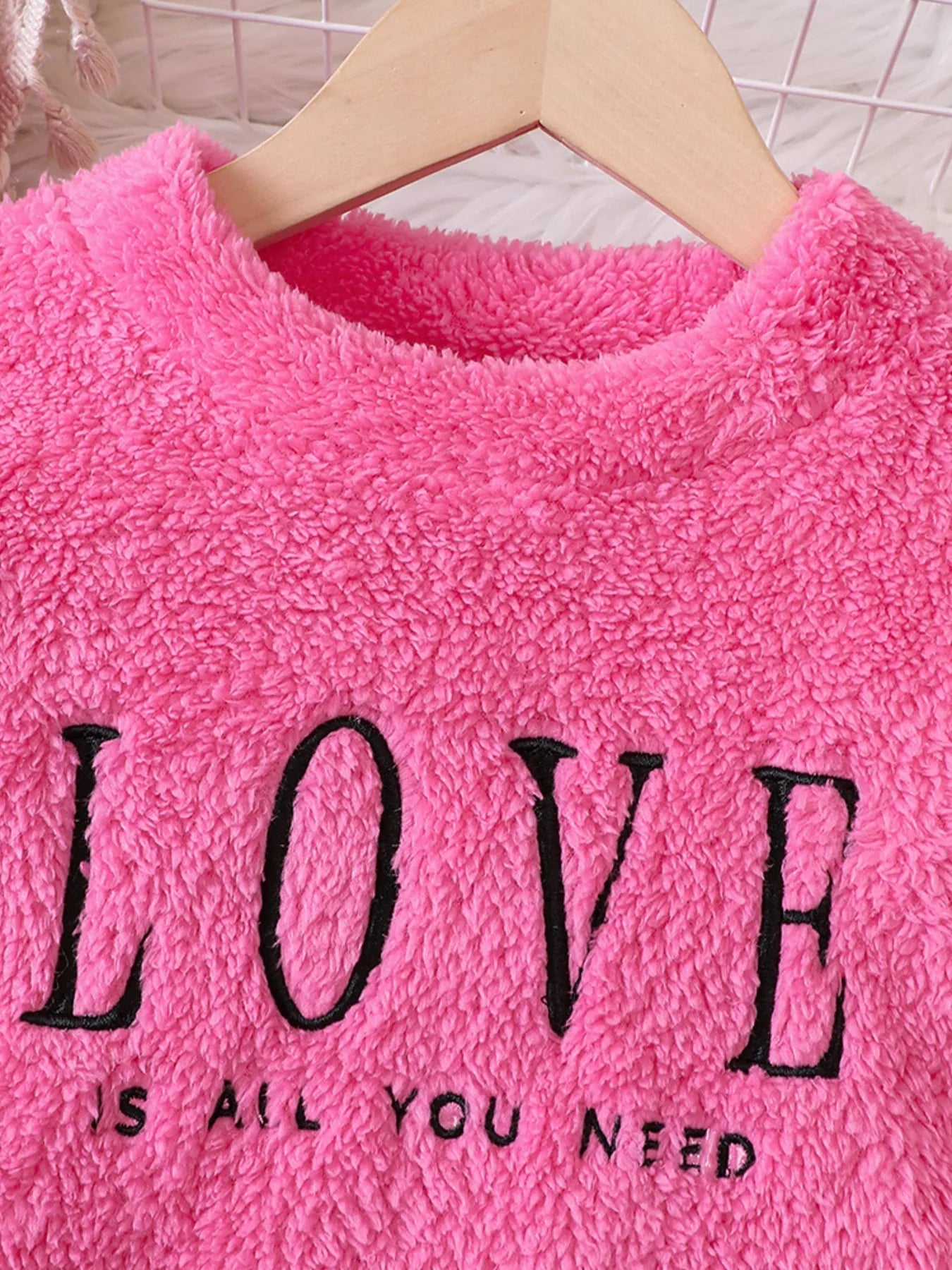 Toddler Girls Love Round Neck Fuzzy Sweatshirt NicholesGifts