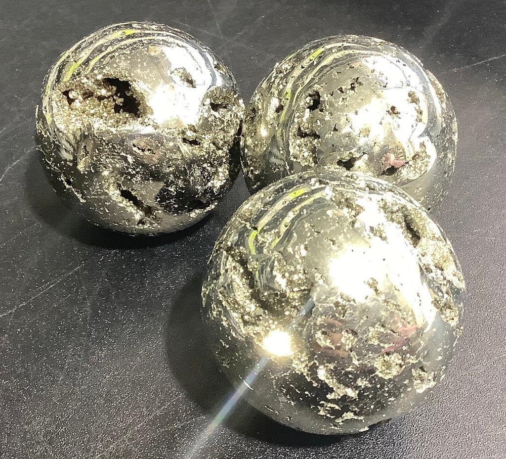 Golden Pyrite Crystal Druzy Sphere Fools Gold Polished Carving Wholesale Amazing Crystals