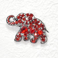 Hematite/Red, elephant rhinestone pin brooch FashionMojos.com