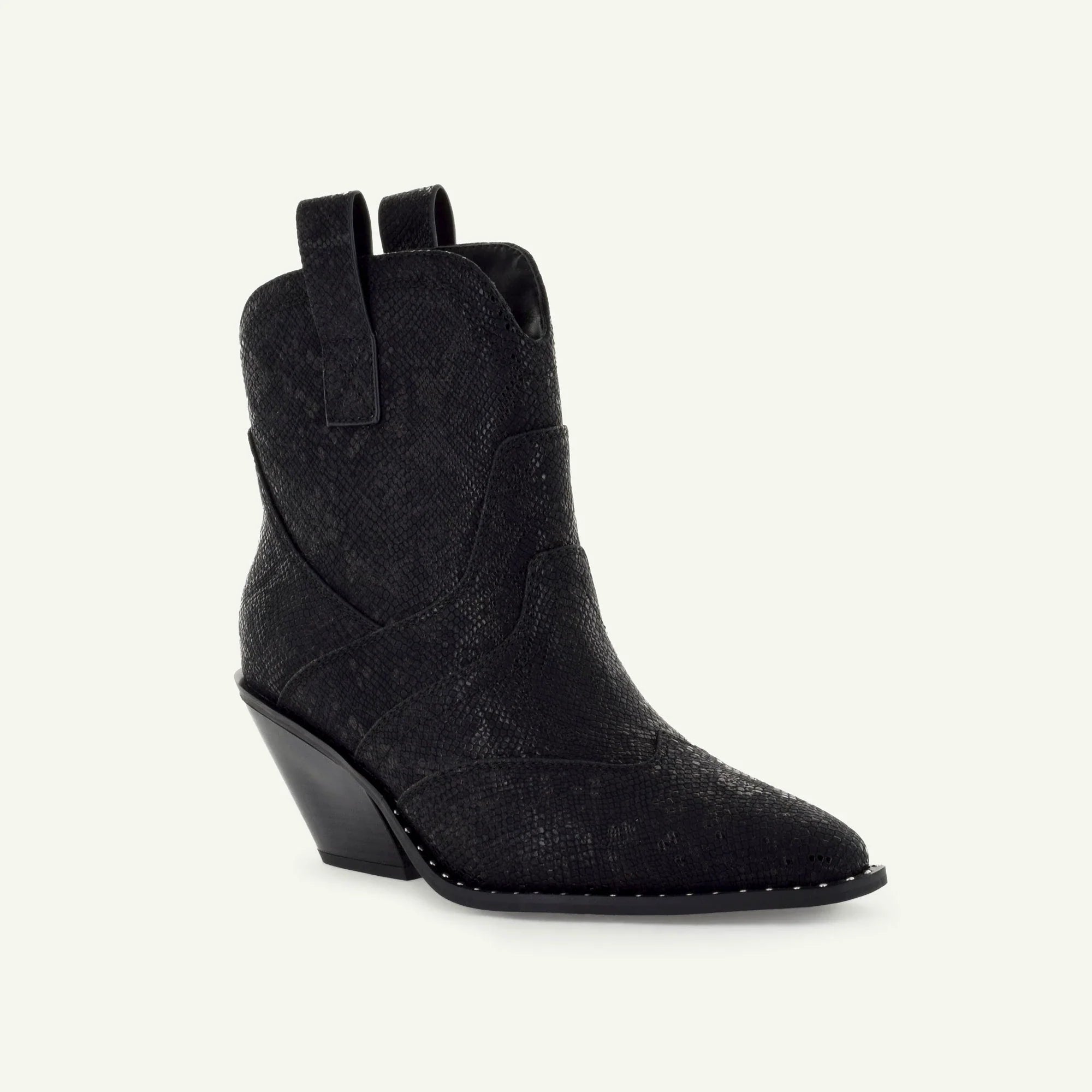 ISABEL: WESTERN BOOTIE - BLACK SNAKE Elle Footwear
