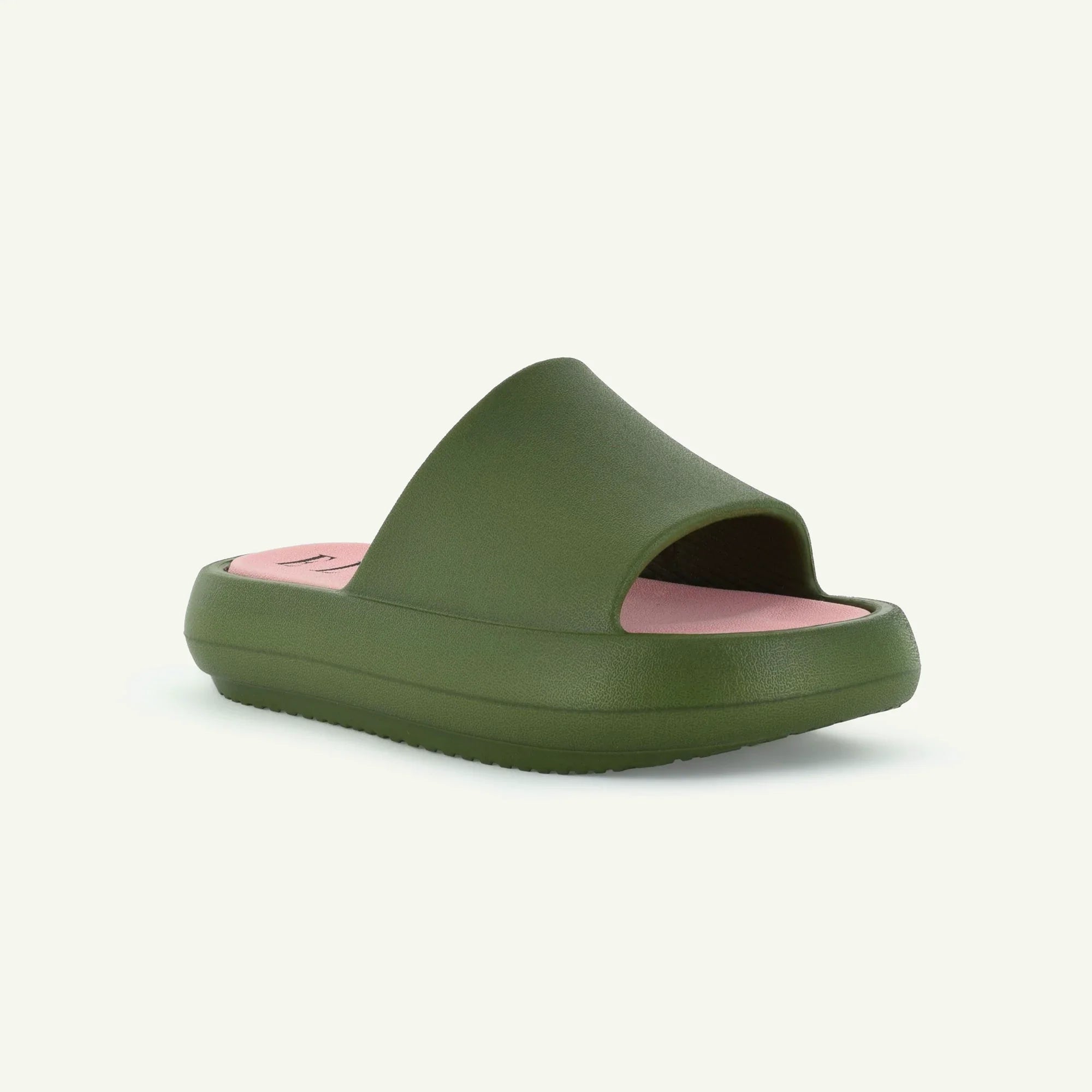 ST. TROPEZ: PLATFORM SLIDE - OLIVE Elle Footwear