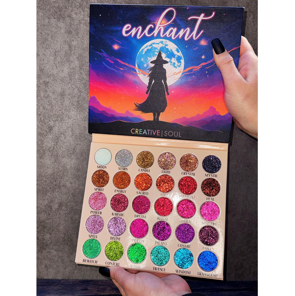 Enchant Pressed Glitter Eyeshadow Palette Creative Soul Cosmetics