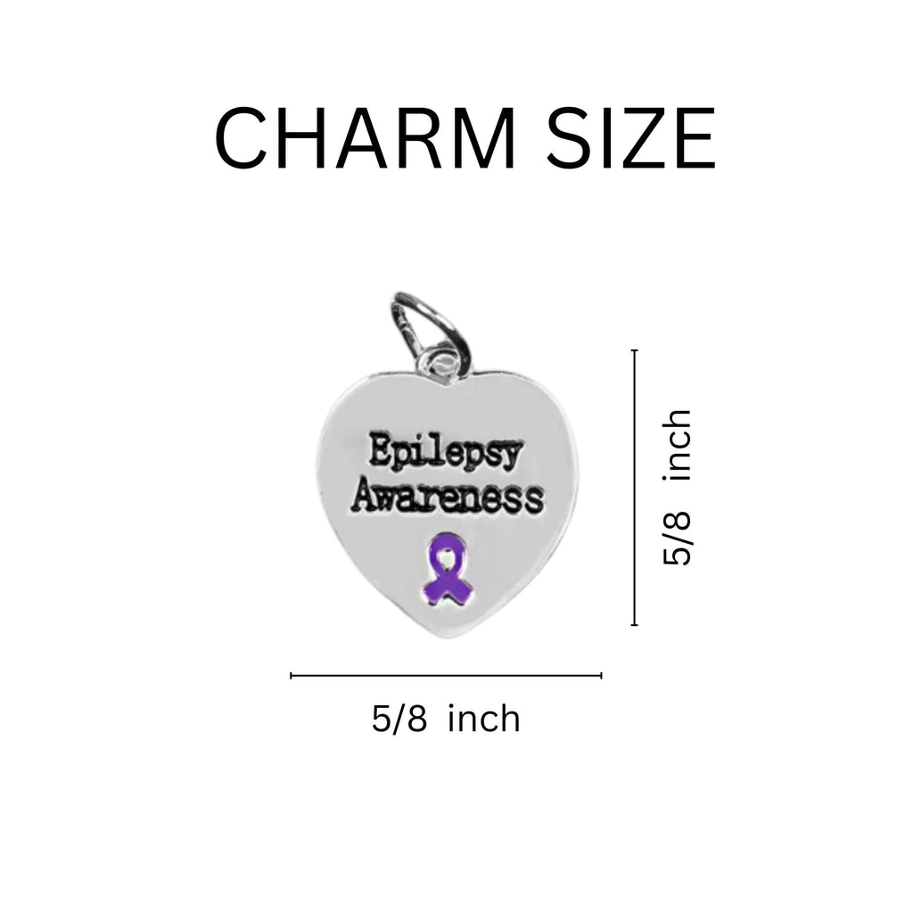 Epilepsy Awareness Heart Charm Purple Ribbon Rope Bracelets The Awareness Company