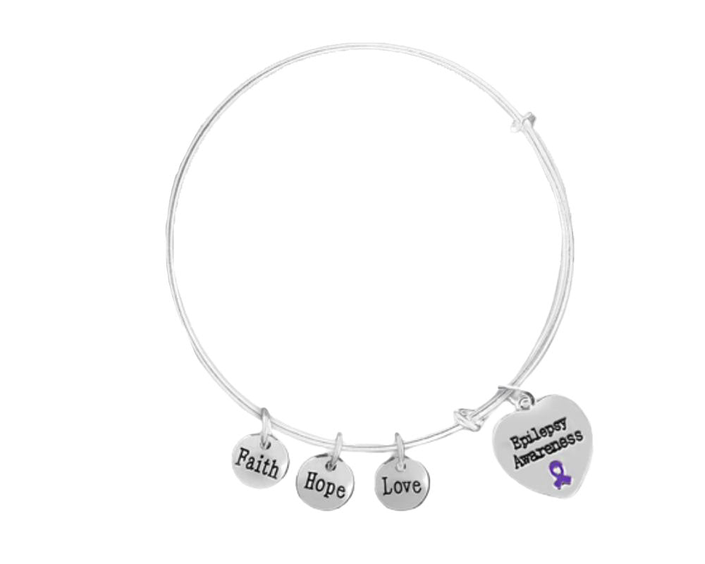 Epilepsy Awareness Heart Retractable Charm Bracelets The Awareness Company