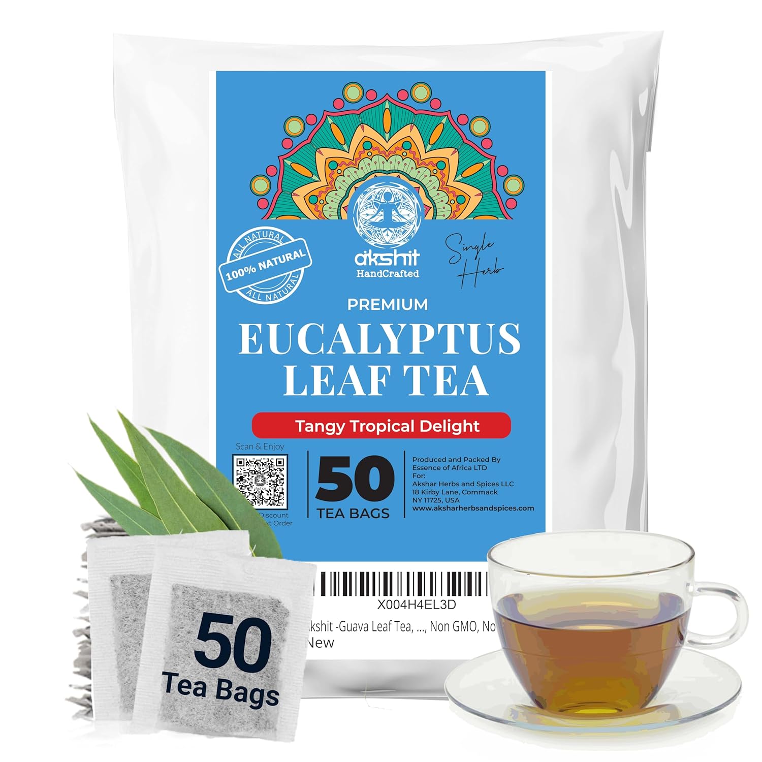 Eucalyptus Tea Bags 50 Count | Akshar Herbs Akshit