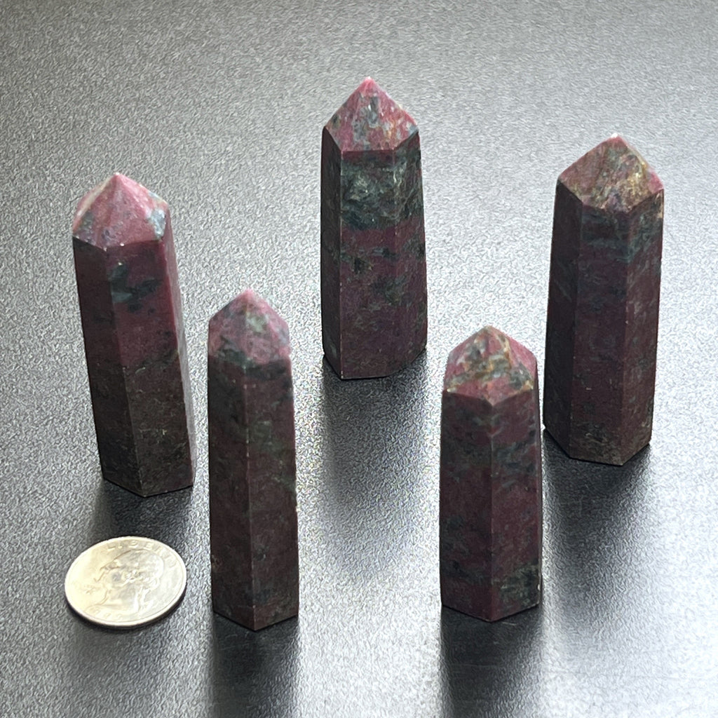 Red Ruby With Fuchsite Crystal Standing Tower Obelisk Point (UV Reactive) Carving Amazing Crystals