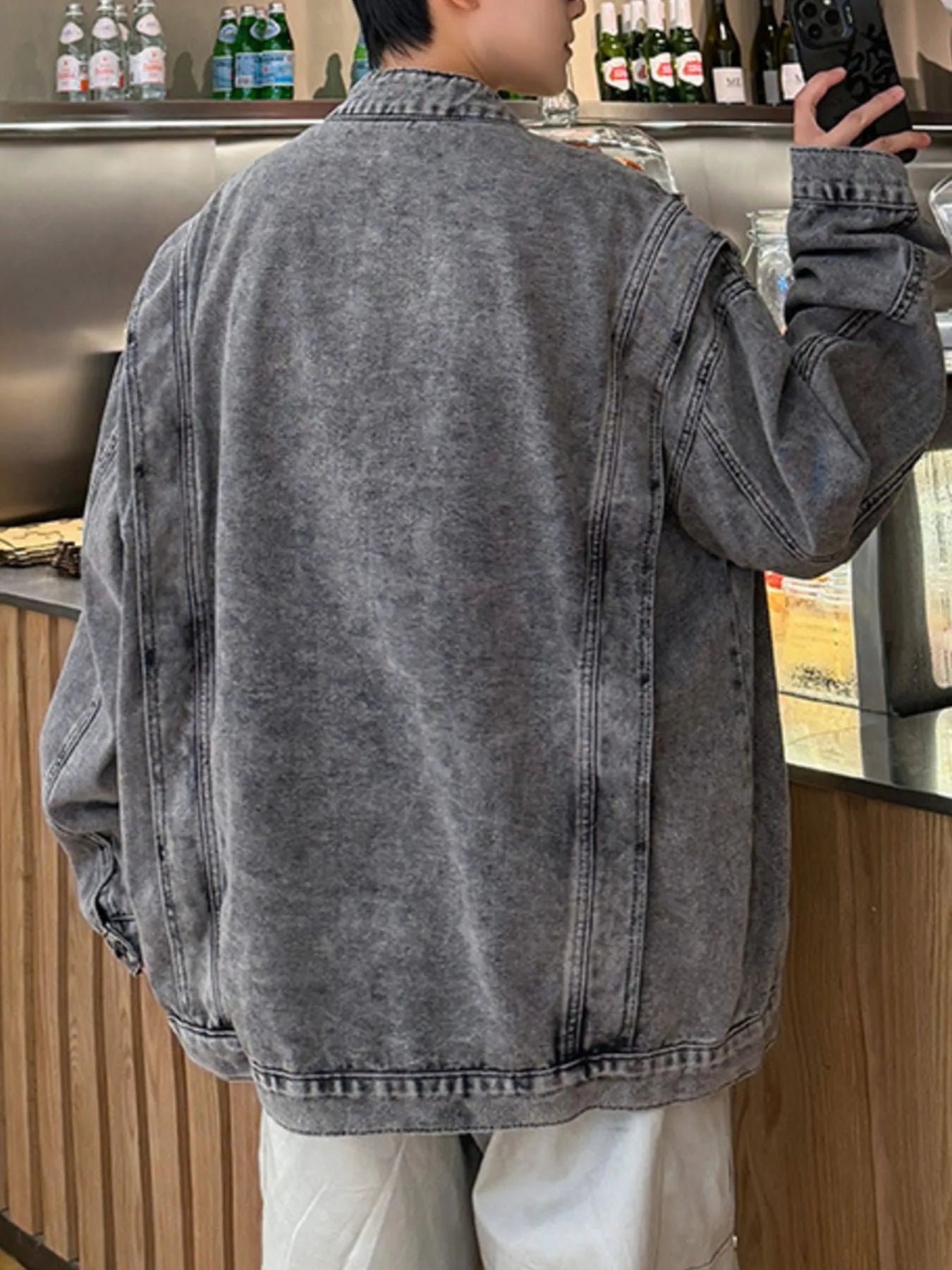 Men's Plus Size Zip Up Long Sleeve Denim Jacket NicholesGifts