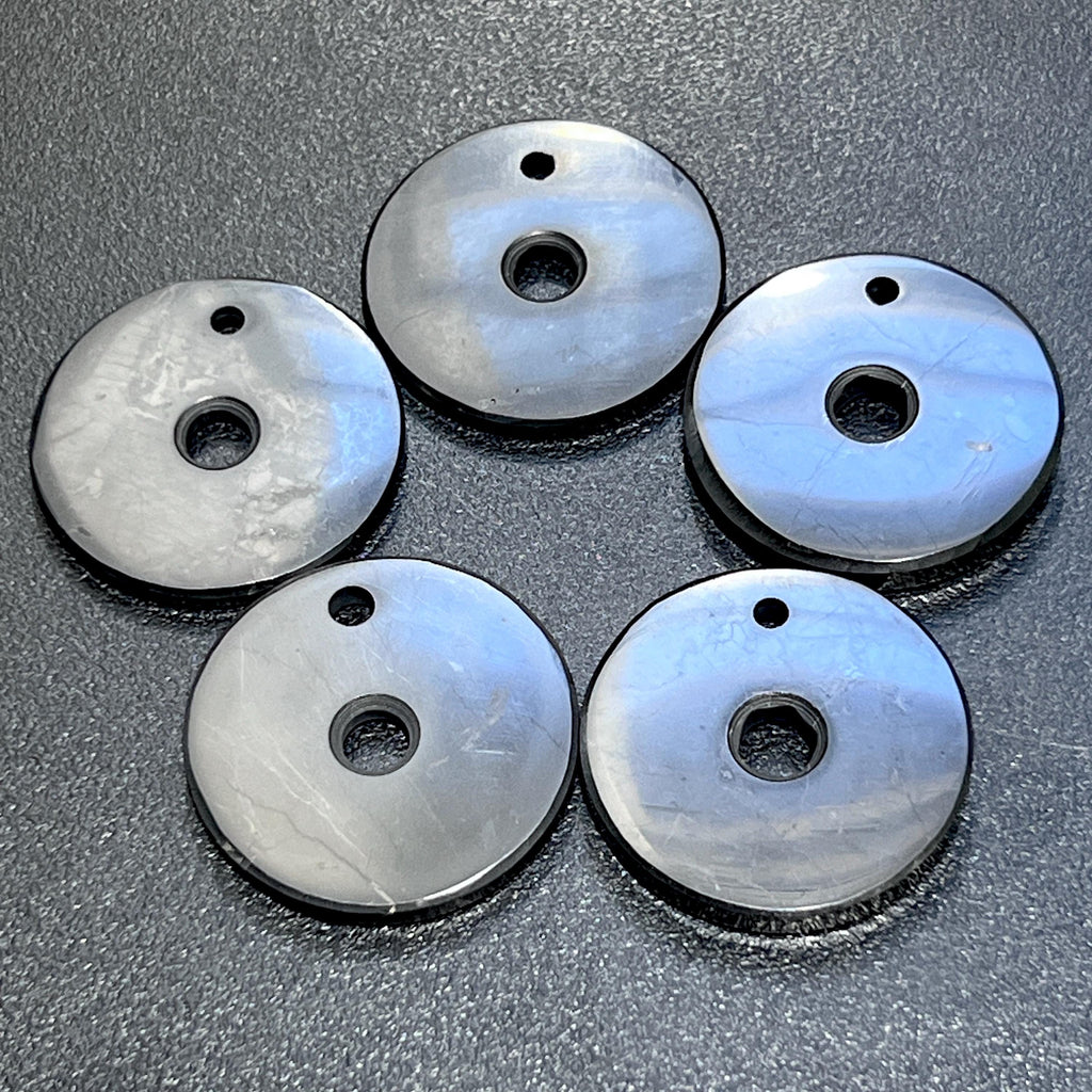 Black Shungite Circle Disc Beads Pendant Gemstone Jewelry Necklace Supply Amazing Crystals