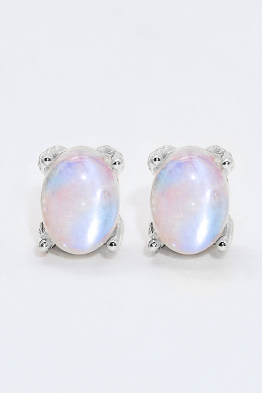 Natural Moonstone 4-Prong Stud Earrings