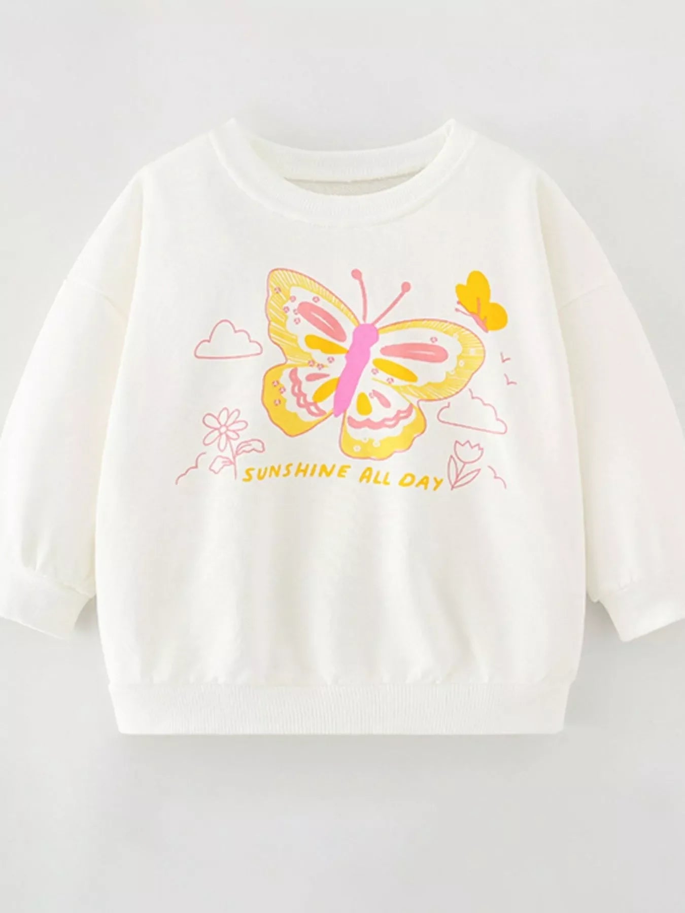 Girls and Toddler Girls Butterfly Graphic Crew Neck Sweatshirt NicholesGifts