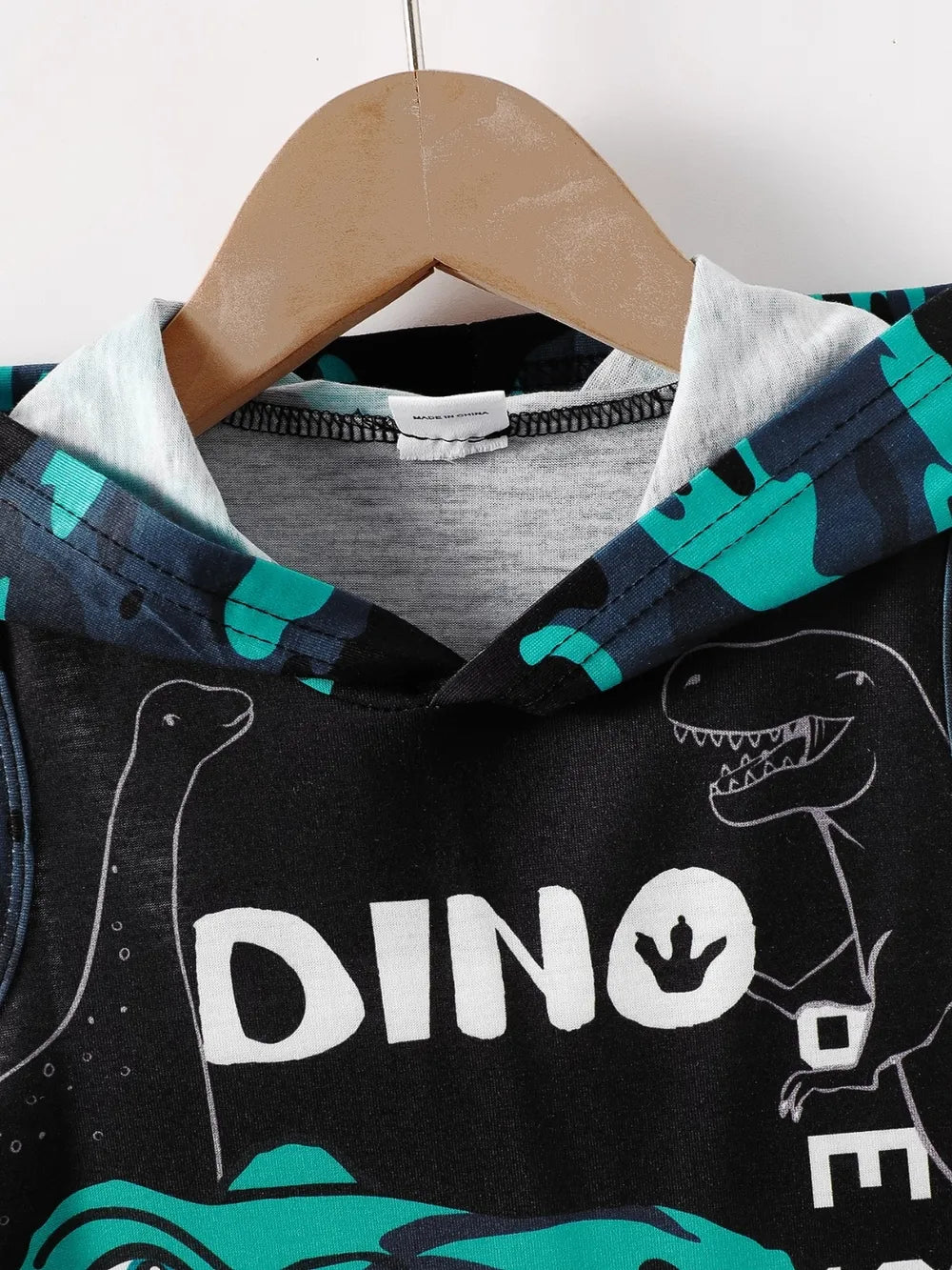 Toddler Boys Dinosaur Sleeveless Hooded Top and Pants Set NicholesGifts