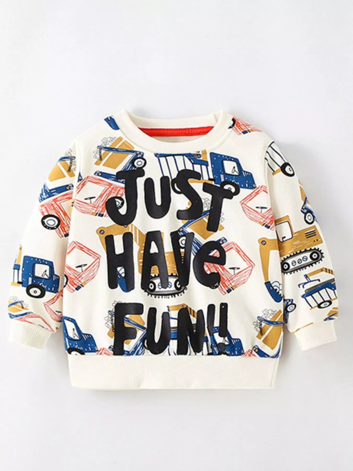 Boys Cartoon Vehicle Print Crew Neck Sweatshirt NicholesGifts