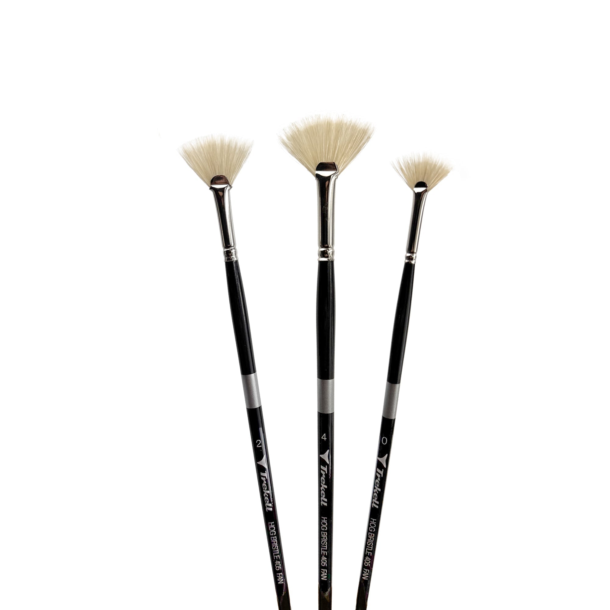 Trekell Hog Bristle Long Handle Artist Brush - Complete Set - Fan Trekell Art Supplies