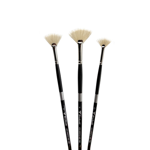 Trekell Hog Bristle Long Handle Artist Brush - Complete Set - Fan Trekell Art Supplies