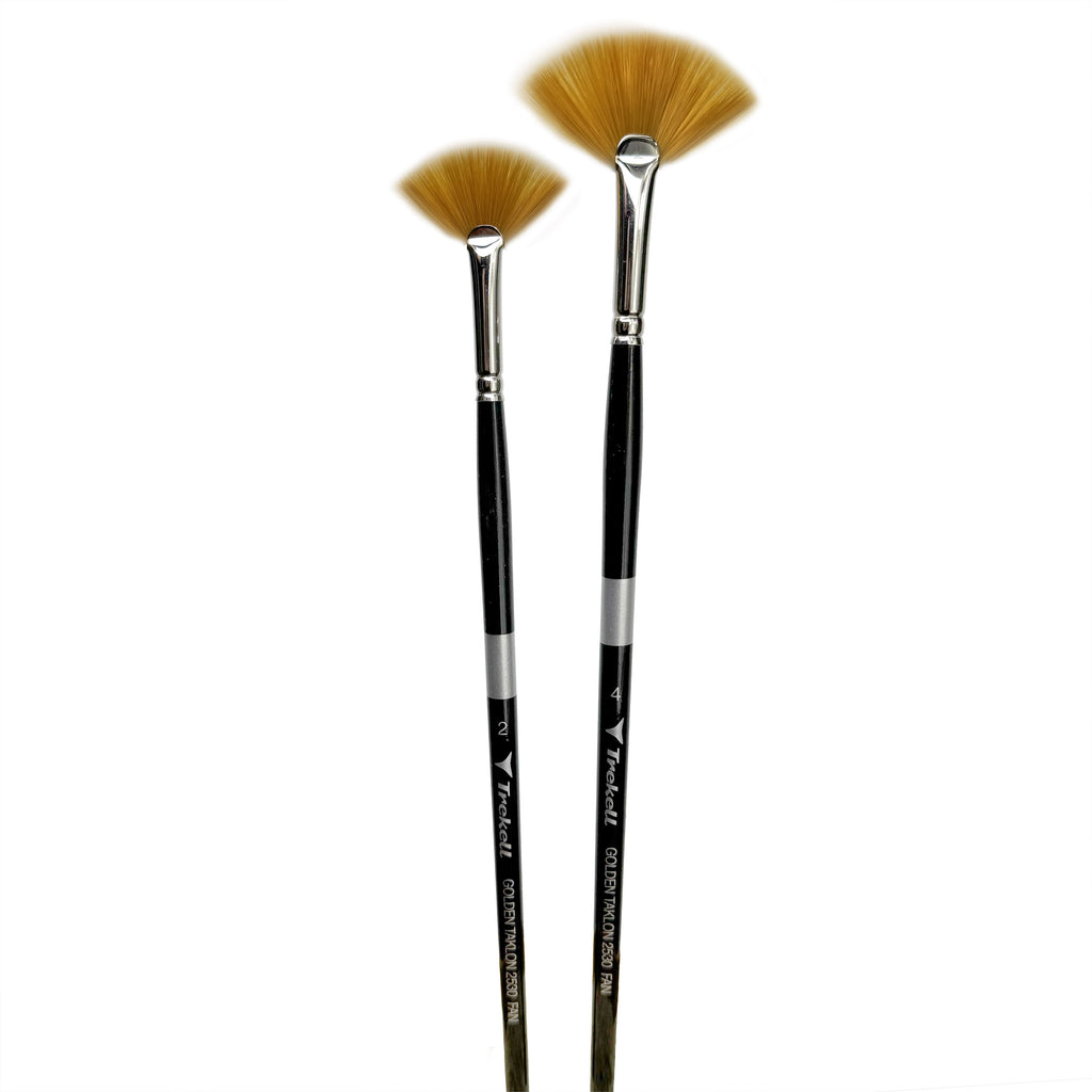 Trekell Golden Taklon Complete Fan Brush Set - Long Handle Trekell Art Supplies