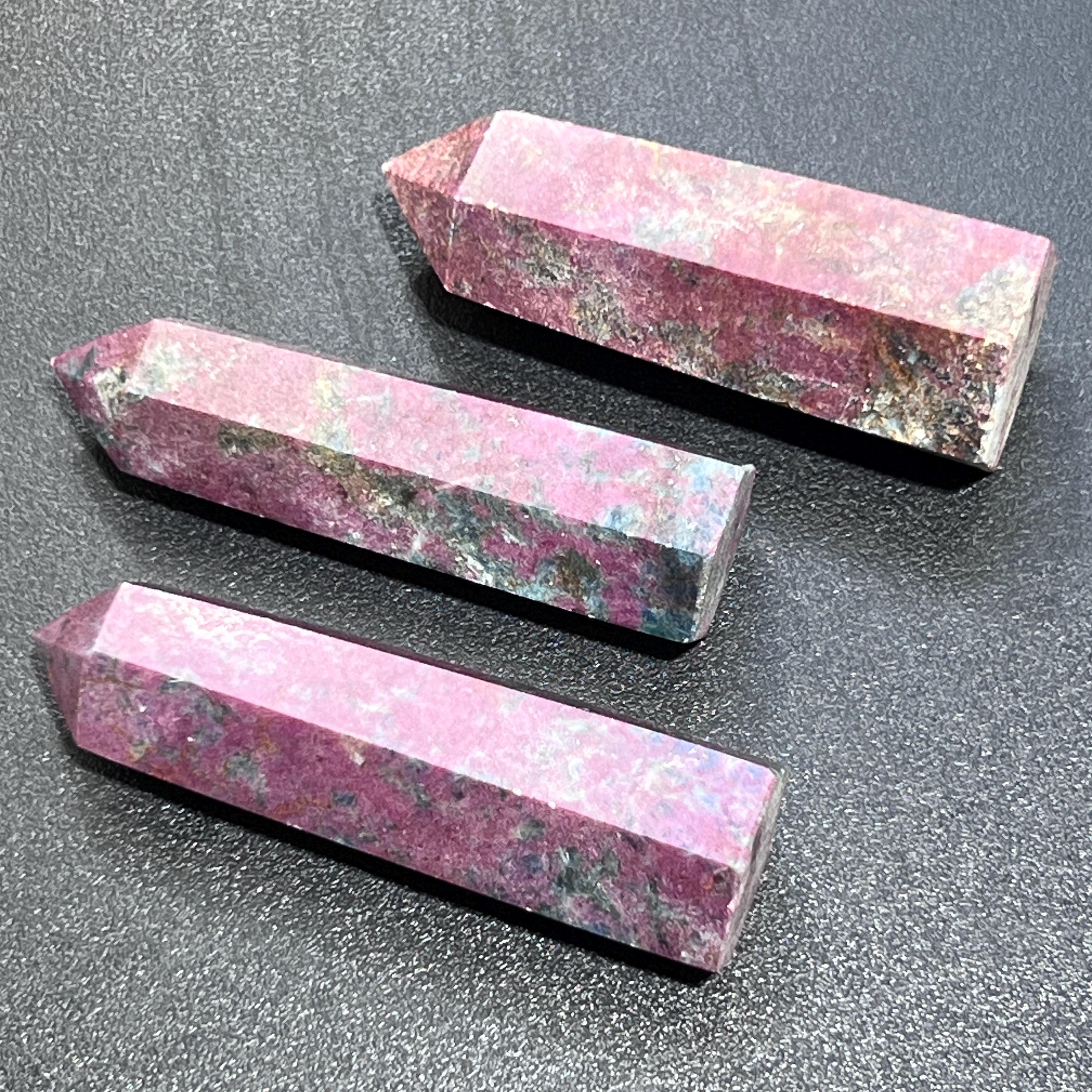 Red Ruby With Fuchsite Crystal Standing Tower Obelisk Point (UV Reactive) Carving Amazing Crystals