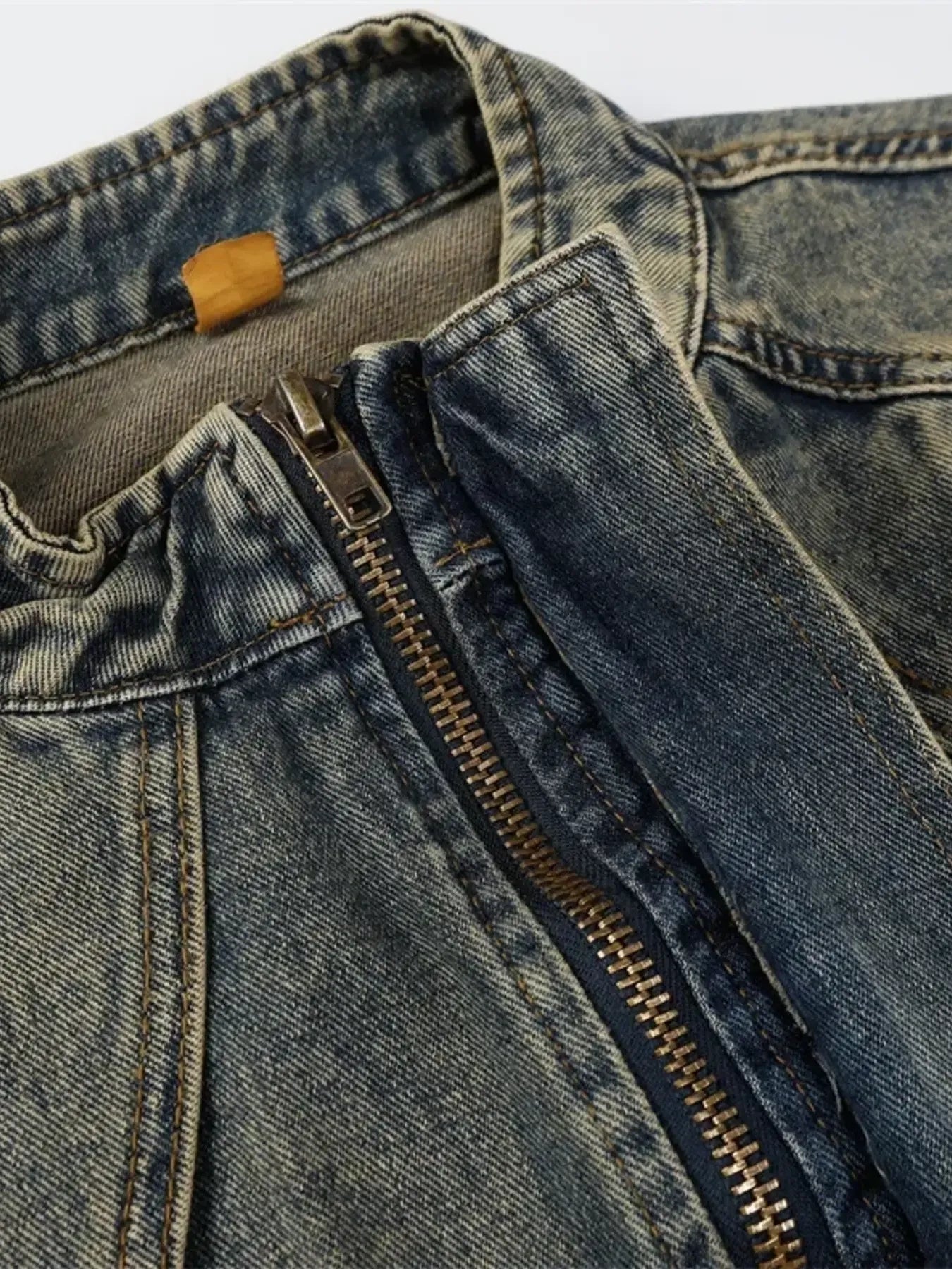 Men's Plus Size Zip Up Long Sleeve Denim Jacket NicholesGifts