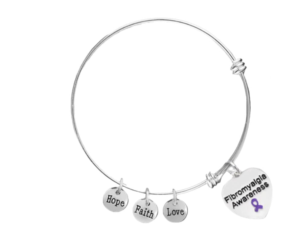 Fibromyalgia Awareness Heart Retractable Charm Bracelets The Awareness Company
