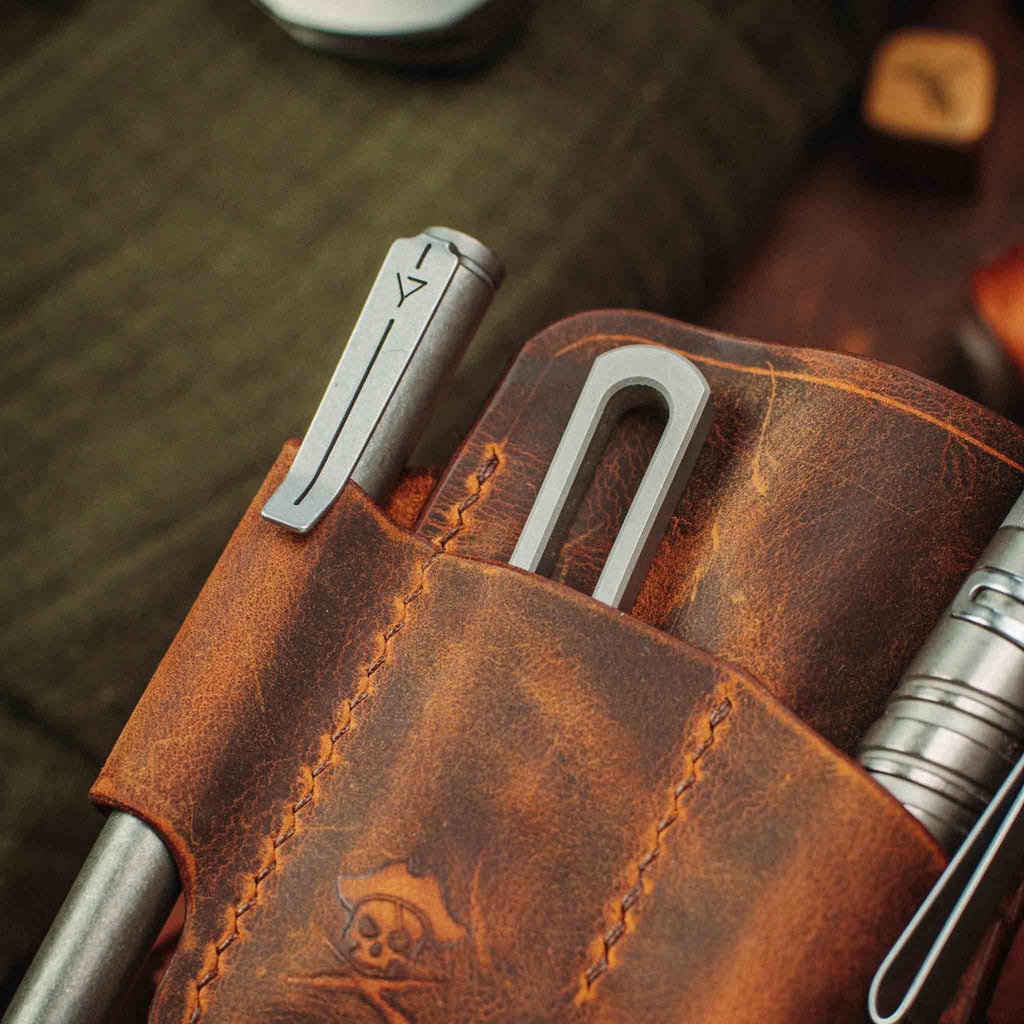 Small Pocket Organizer - First Mate Mini | Leather Pocket Slip | Handcrafted Everyday Carry Pirate Goods