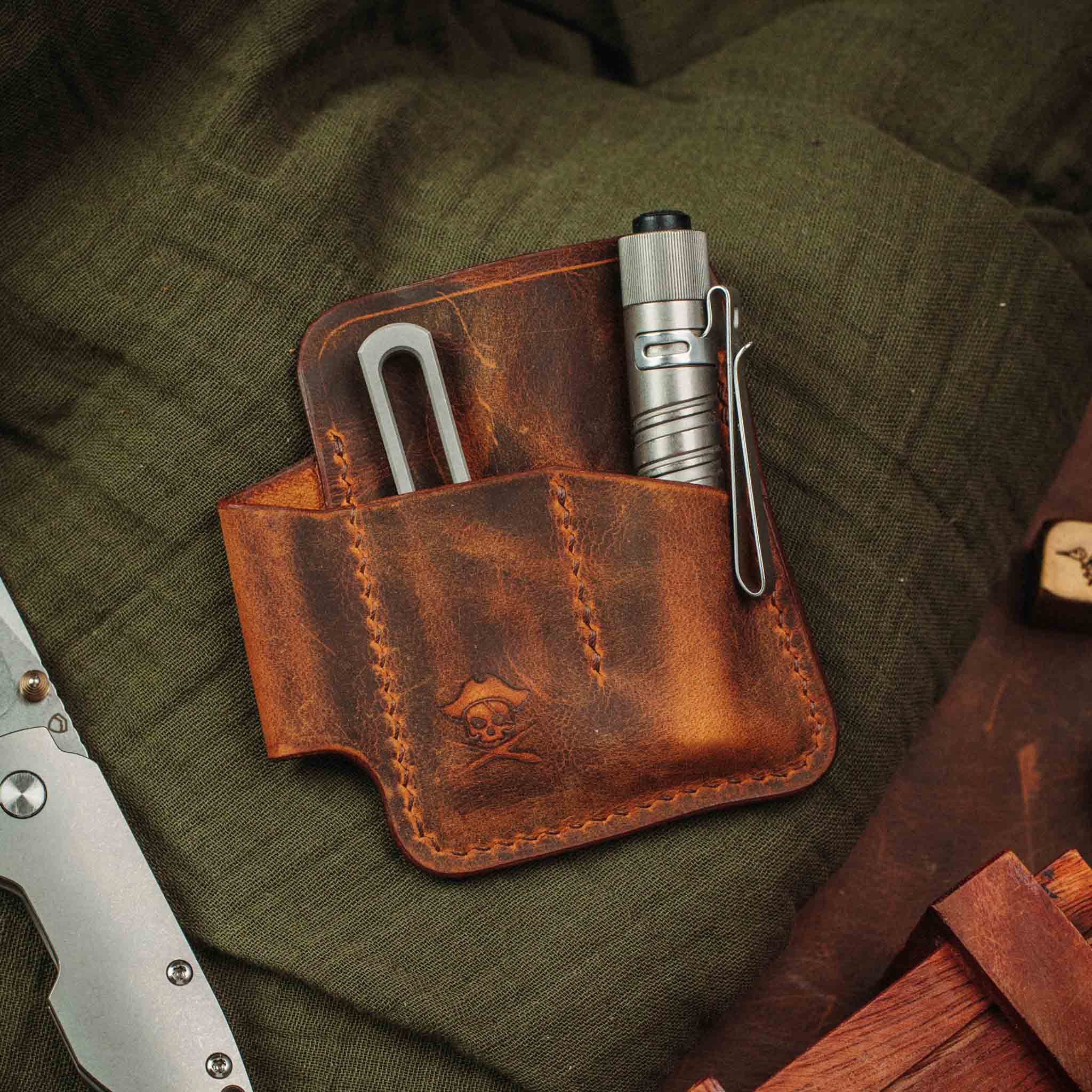 Small Pocket Organizer - First Mate Mini | Leather Pocket Slip | Handcrafted Everyday Carry Pirate Goods