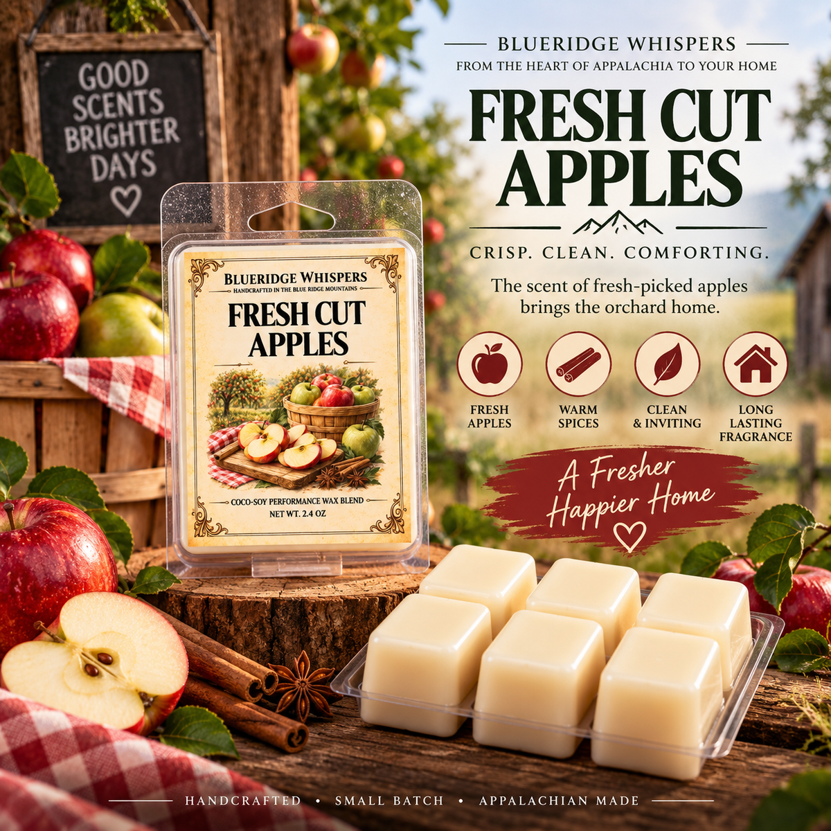 Fresh Cut Apple Scented Wax Melts Blue Ridge Whispers