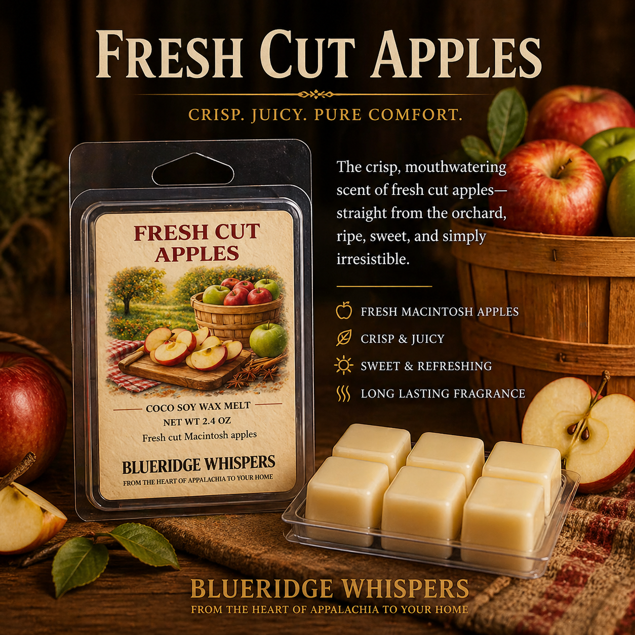 Fresh Cut Apple Scented Wax Melts Blue Ridge Whispers