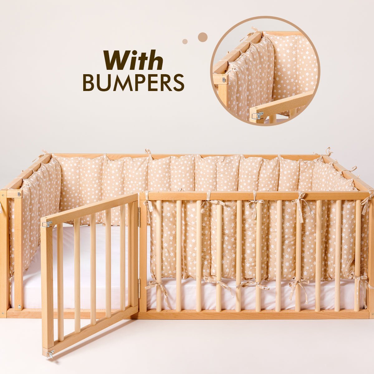 Full Montessori Floor Bed Frame for Toddlers with Fence Goodevas B2B