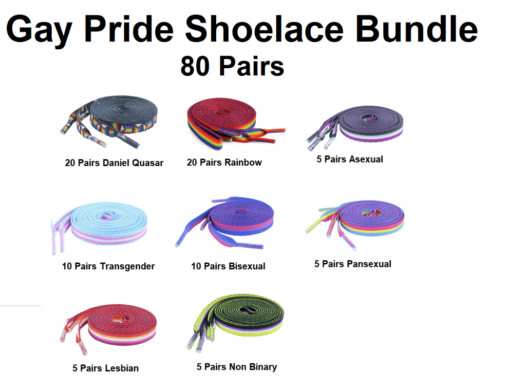 Gay Pride Shoe Lace Bundle (80 Pairs) The Awareness Company
