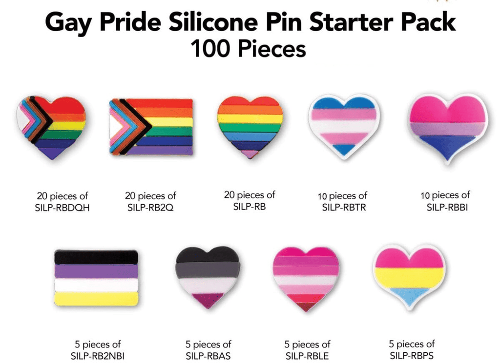 Gay Pride Silicone Pin Variety Bundle (100 Pieces) The Awareness Company