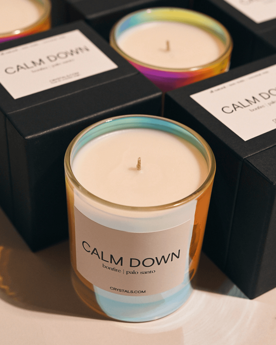 CALM DOWN Candle CRYSTALS.COM