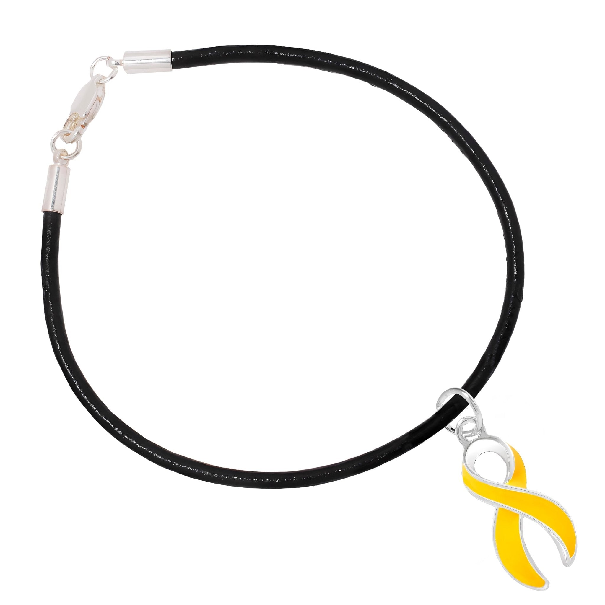 Gold Ribbon Charm Black Cord Bracelets The Awareness Company