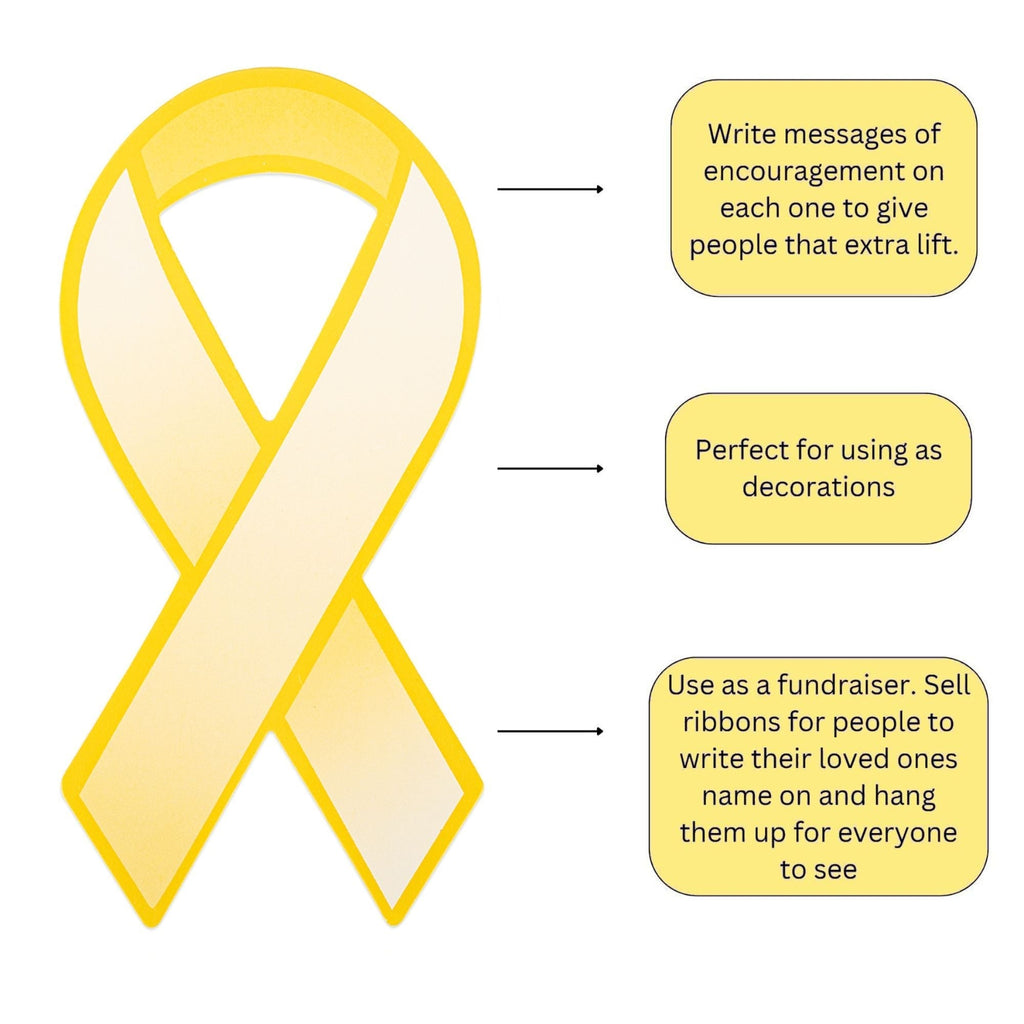 Gold Ribbon Paper Donation Ribbons (50/Pack) The Awareness Company