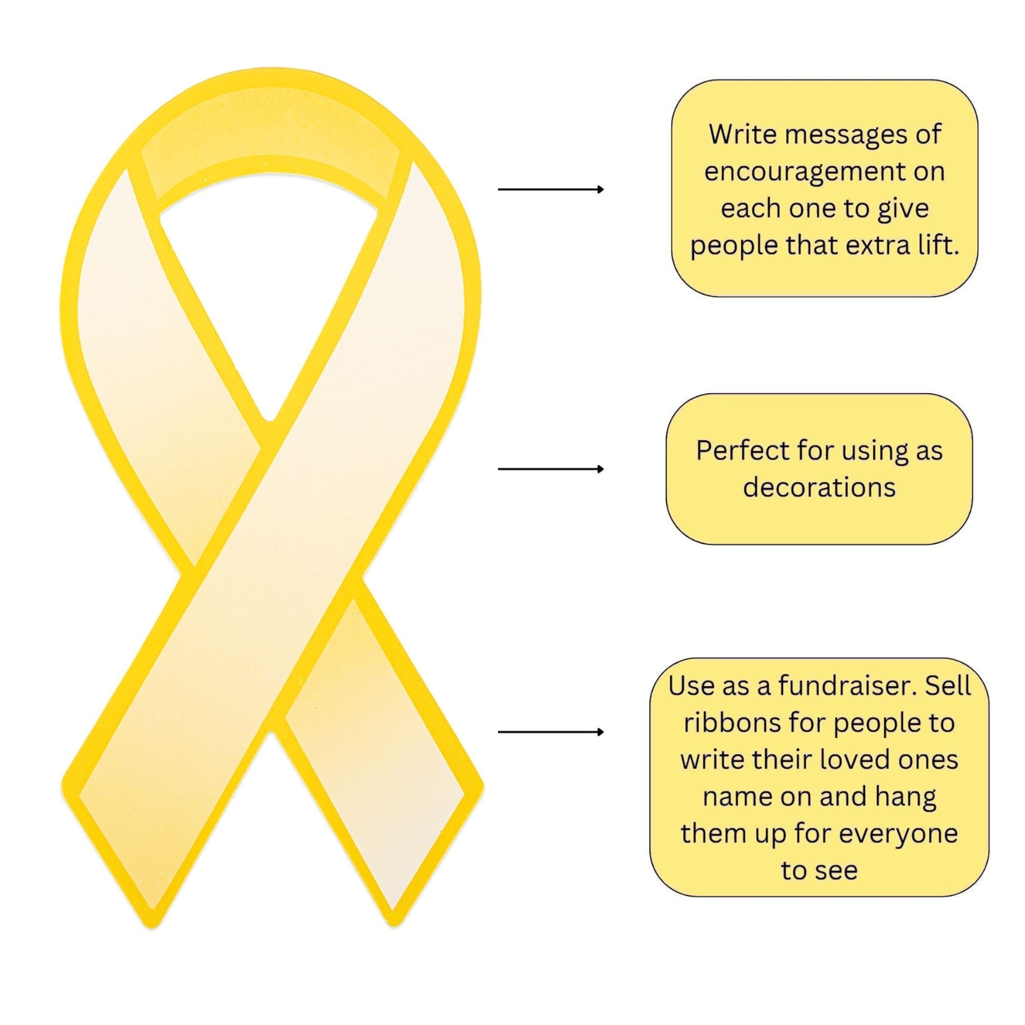 Gold Ribbon Paper Donation Ribbons (50/Pack) The Awareness Company