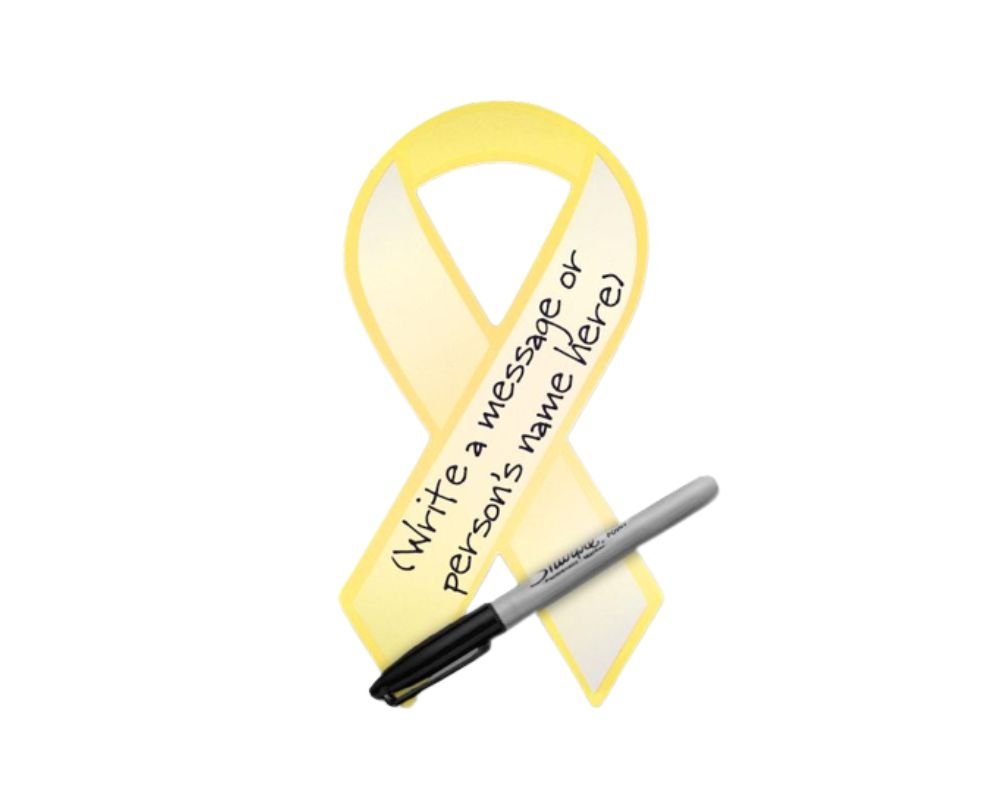 Gold Ribbon Paper Donation Ribbons (50/Pack) The Awareness Company
