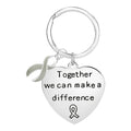Gray Ribbon Big Heart Key Chains The Awareness Company