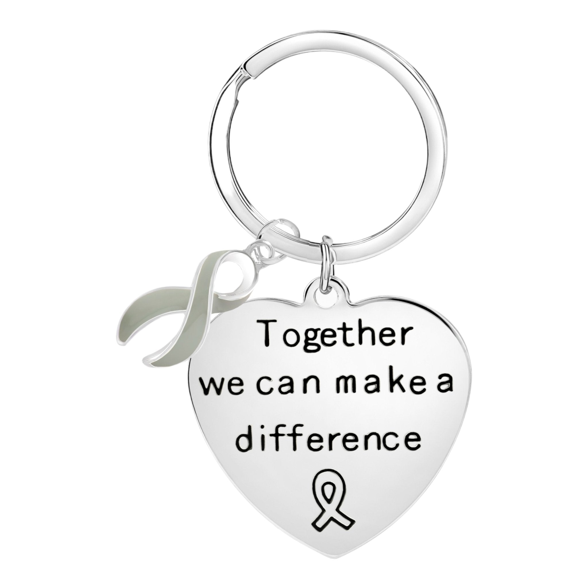 Gray Ribbon Big Heart Key Chains The Awareness Company
