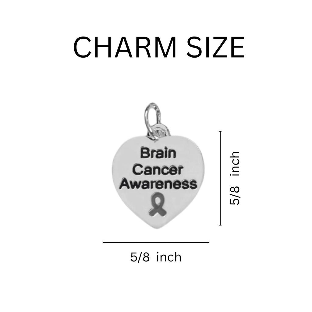 Gray Ribbon Brain Cancer Awareness Heart Leather Cord Bracelets The Awareness Company