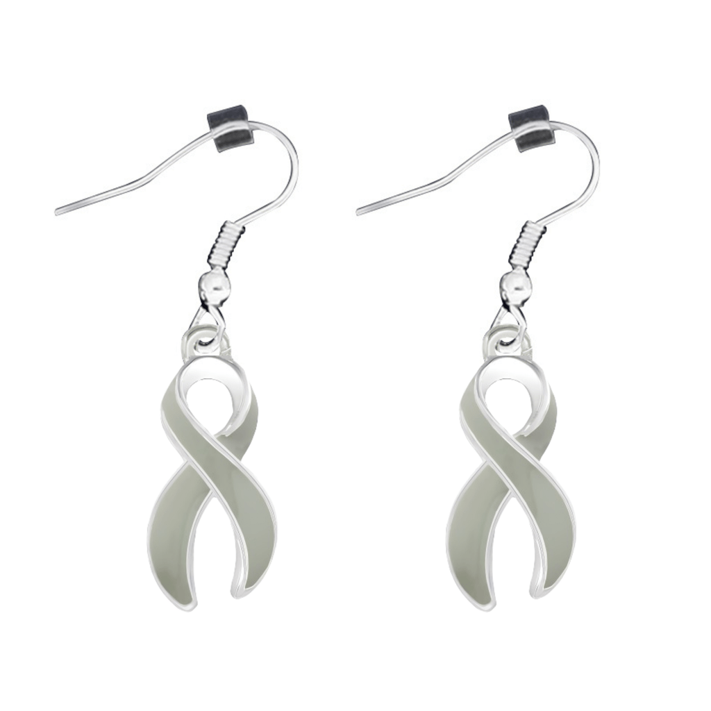 Gray Ribbon Hanging Earrings The Awareness Company
