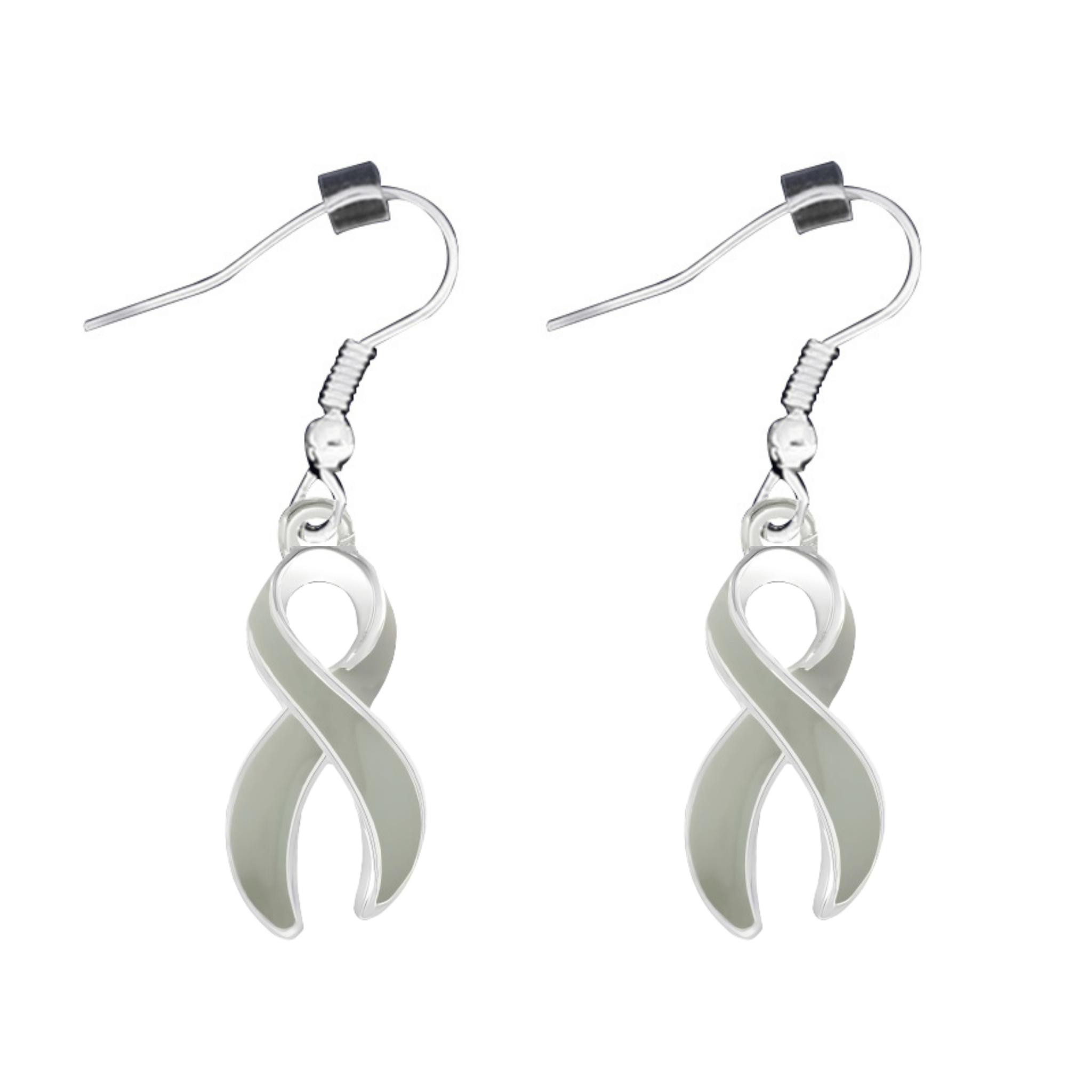Gray Ribbon Hanging Earrings The Awareness Company