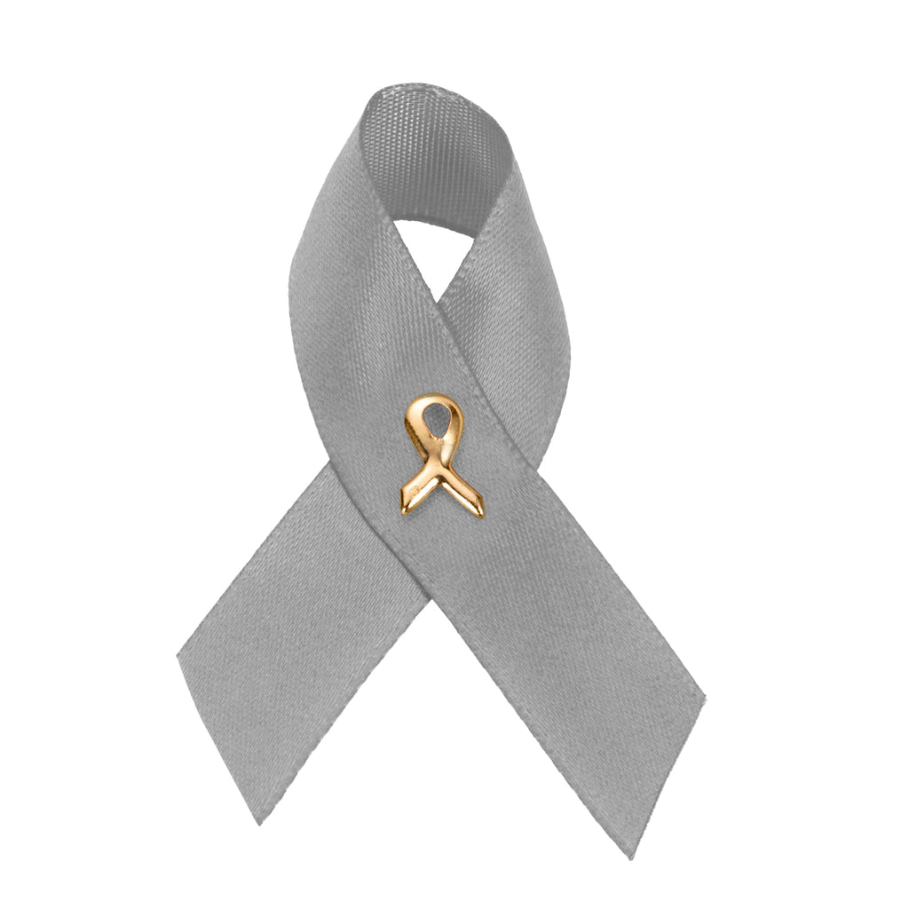 10 Pack Gray Satin Ribbon Pins The Awareness Company