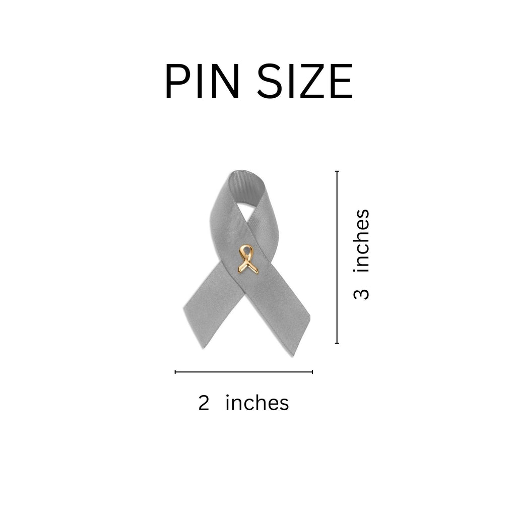 10 Pack Gray Satin Ribbon Pins The Awareness Company