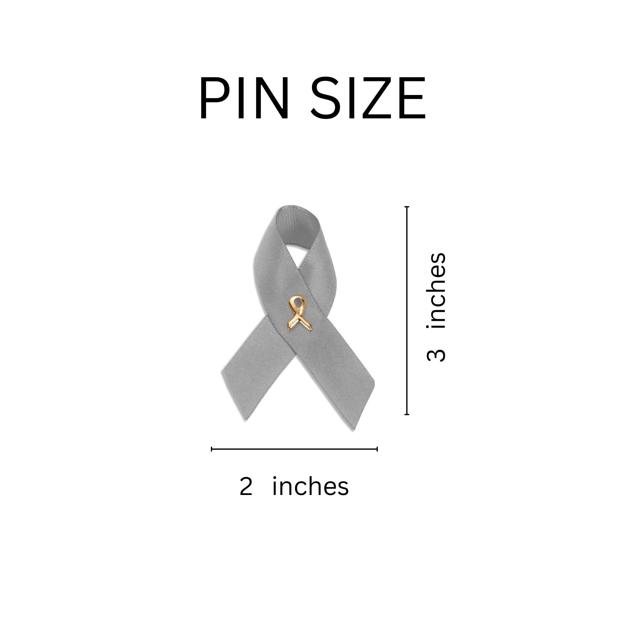 10 Pack Gray Satin Ribbon Pins The Awareness Company