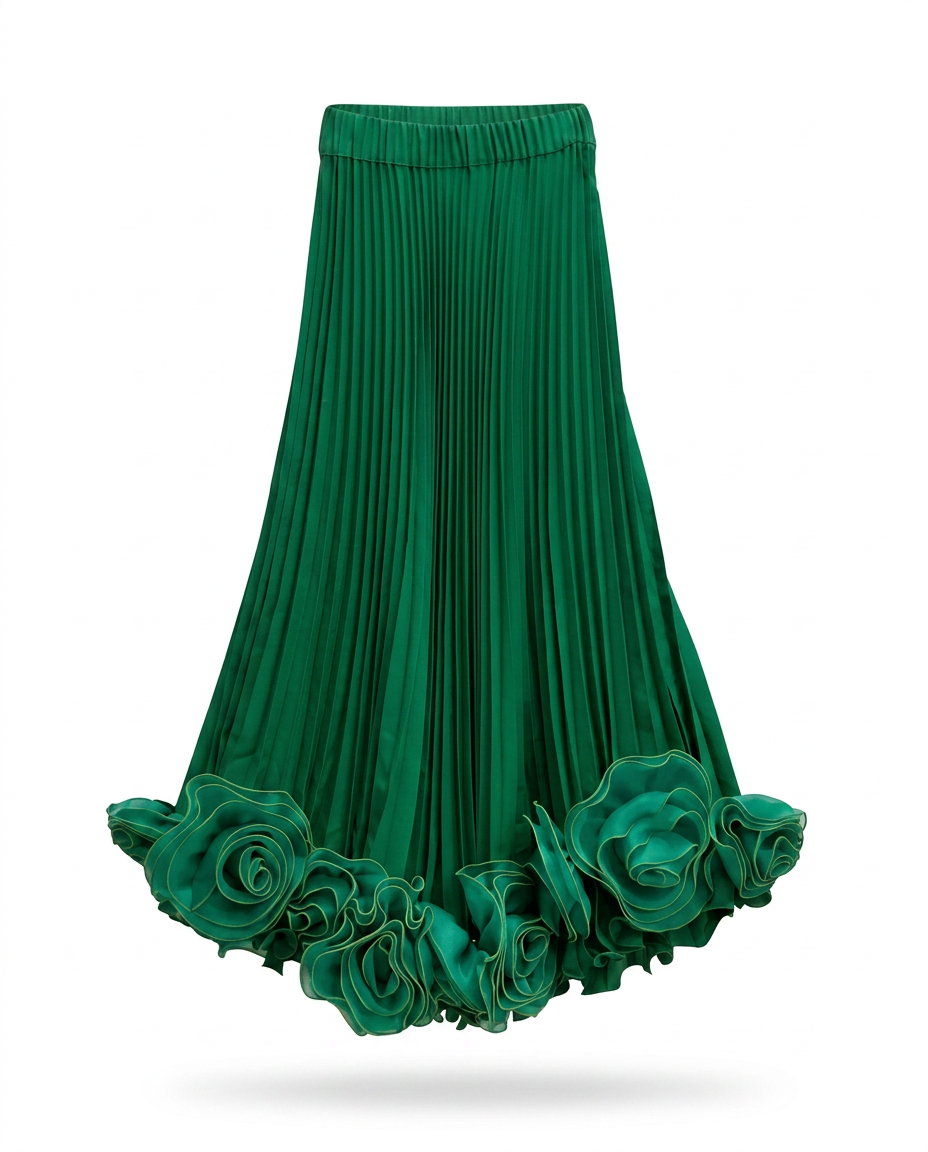 Radiant Pleated Floral Maxi Skirt Boho Brown