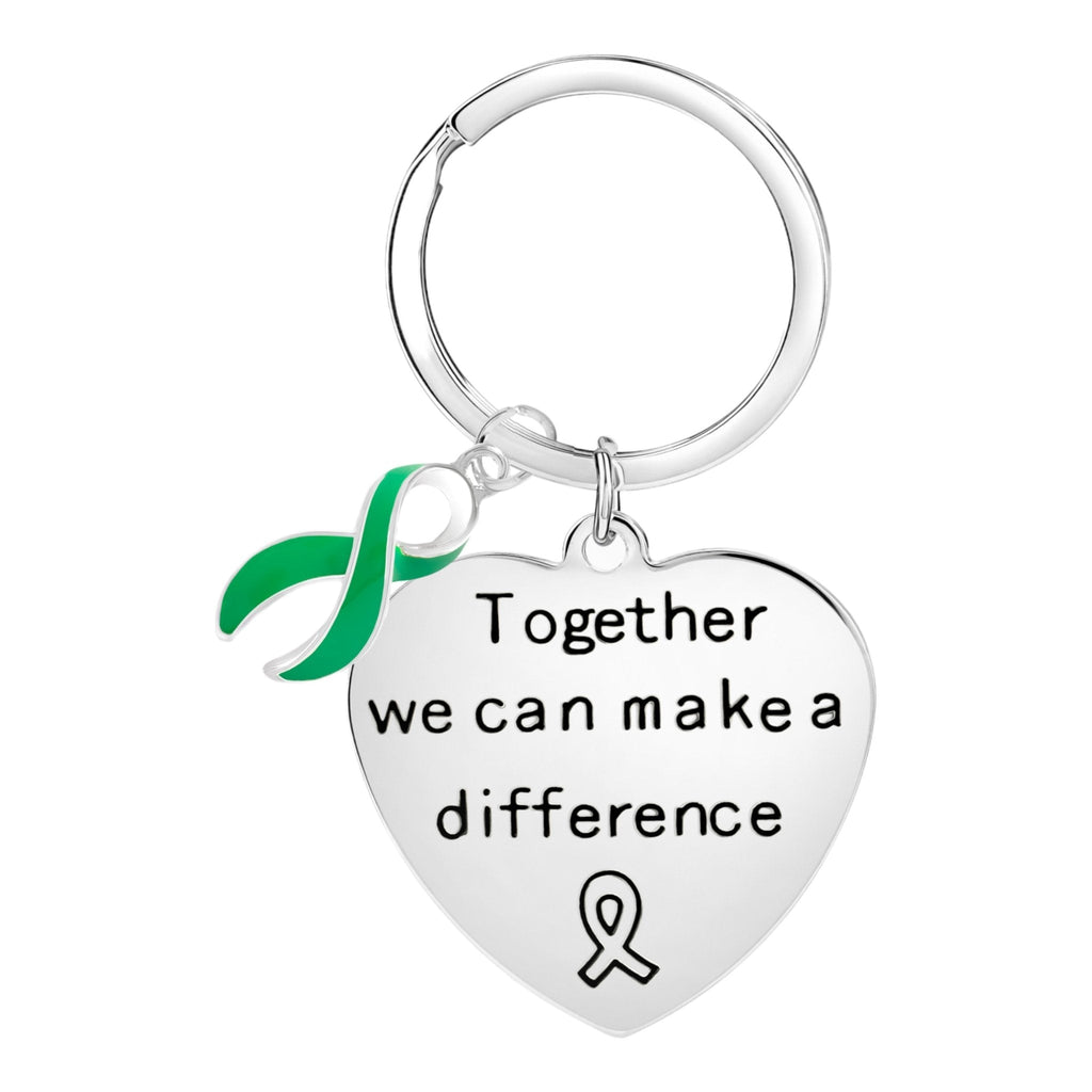 Green Ribbon Big Heart Key Chains The Awareness Company