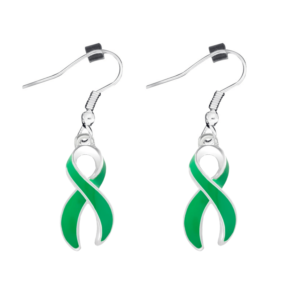 Green Ribbon Hanging Earrings The Awareness Company