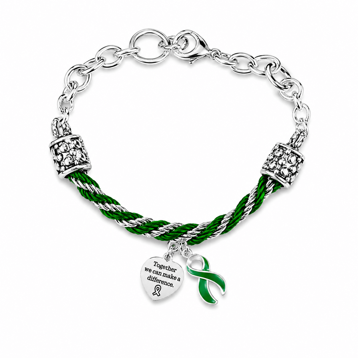 Green Ribbon Make A Difference Partial Rope Bracelets The Awareness Company