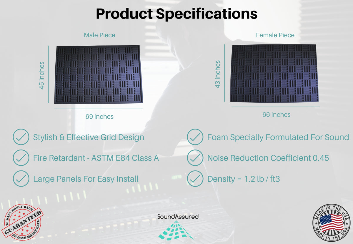 Grid Style Acoustic Foam Panels - Acoustic Foam Room Kits SoundAssured